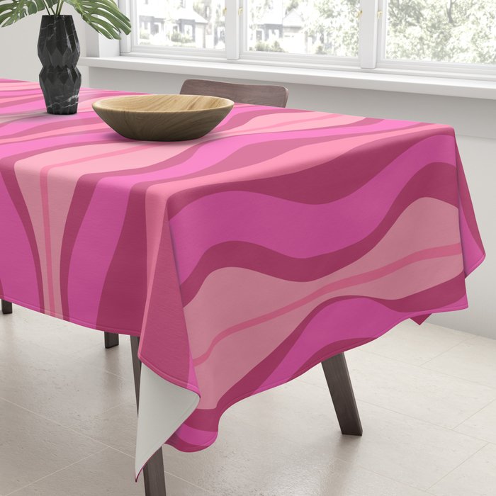 Retro Hourglass Abstract Mid-Century Modern Pattern in Bright Pink Tones Tablecloth Gallery Image 3
