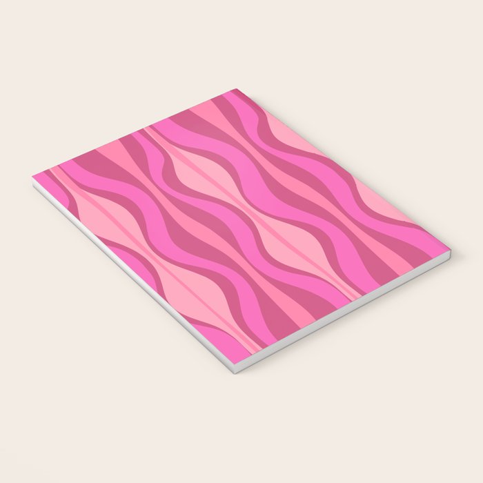 Retro Hourglass Abstract Mid-Century Modern Pattern in Bright Pink Tones Notebook Gallery Image 3