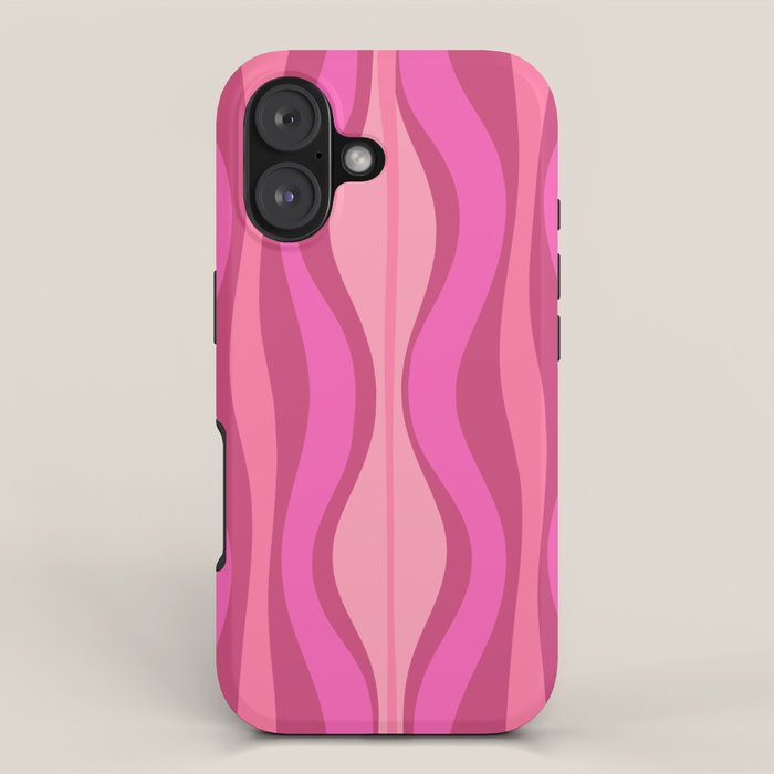 Retro Hourglass Abstract Mid-Century Modern Pattern in Bright Pink Tones iPhone Case Gallery Image 1