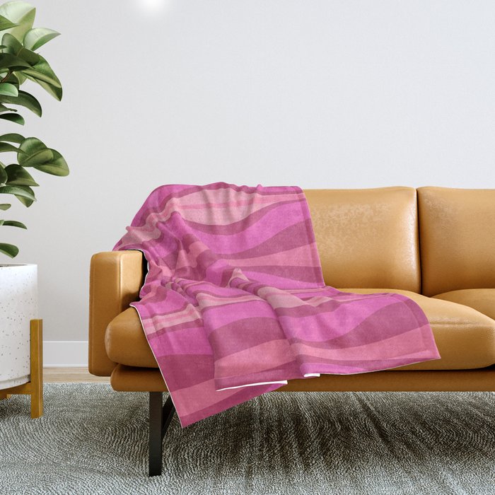 Retro Hourglass Abstract Mid-Century Modern Pattern in Bright Pink Tones Throw Blanket Gallery Image 1