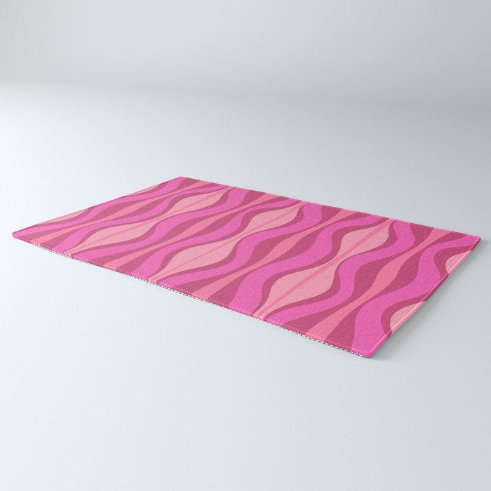 Retro Hourglass Abstract Mid-Century Modern Pattern in Bright Pink Tones Rug Gallery Image 3