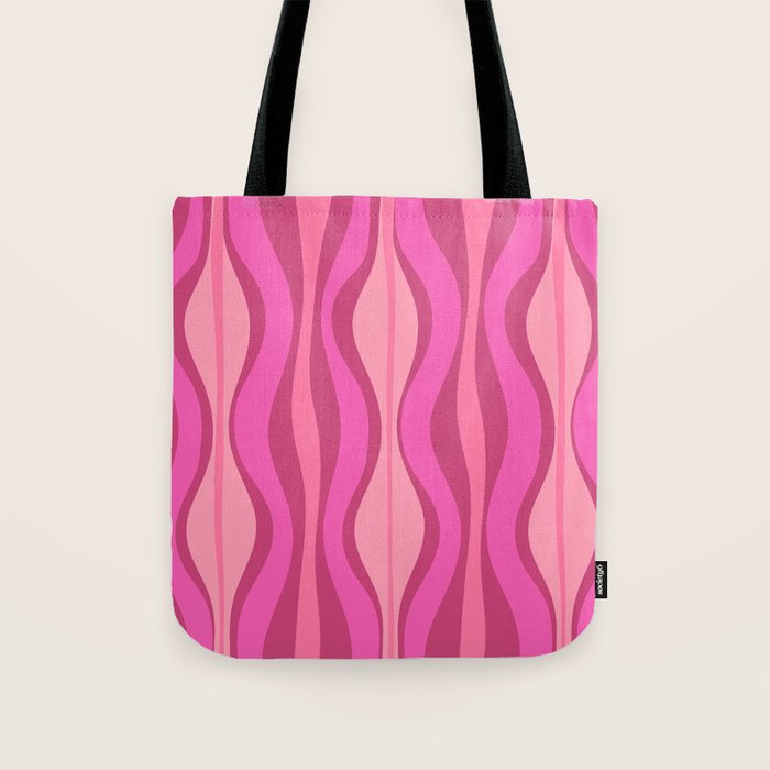 Retro Hourglass Abstract Mid-Century Modern Pattern in Bright Pink Tones Tote Bag Gallery Image 1