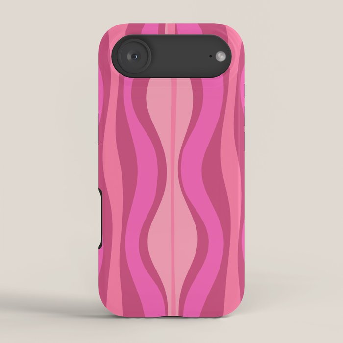 Retro Hourglass Abstract Mid-Century Modern Pattern in Bright Pink Tones iPhone Case Gallery Image 2