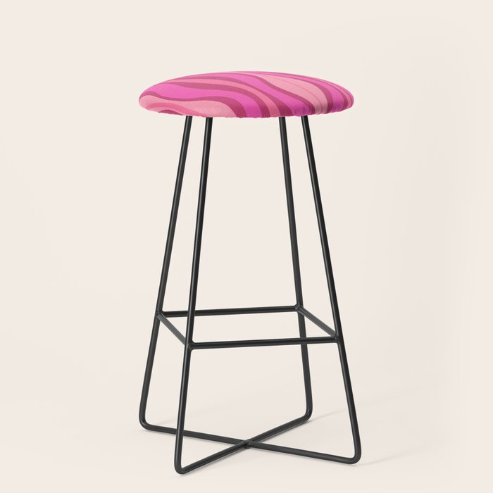 Retro Hourglass Abstract Mid-Century Modern Pattern in Bright Pink Tones Stool Gallery Image 1