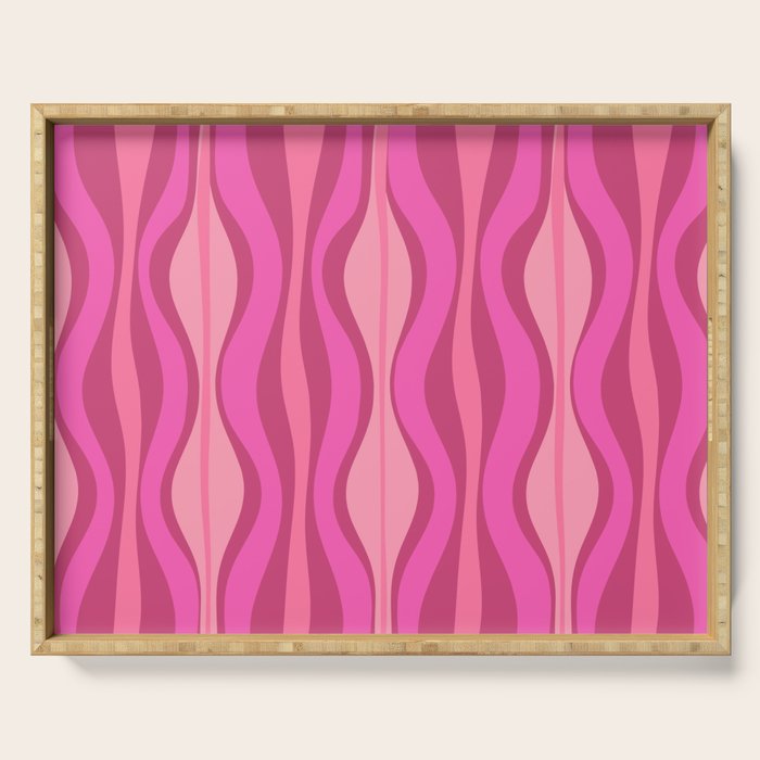 Retro Hourglass Abstract Mid-Century Modern Pattern in Bright Pink Tones Serving Tray Gallery Image 1