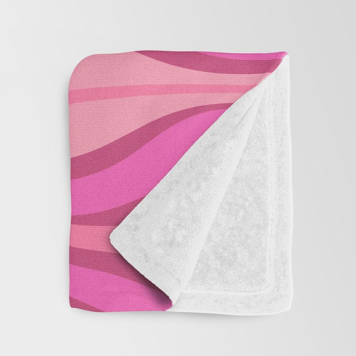 Retro Hourglass Abstract Mid-Century Modern Pattern in Bright Pink Tones Throw Blanket Gallery Image 3