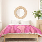 Retro Hourglass Abstract Mid-Century Modern Pattern in Bright Pink Tones Duvet Cover Gallery Image 3
