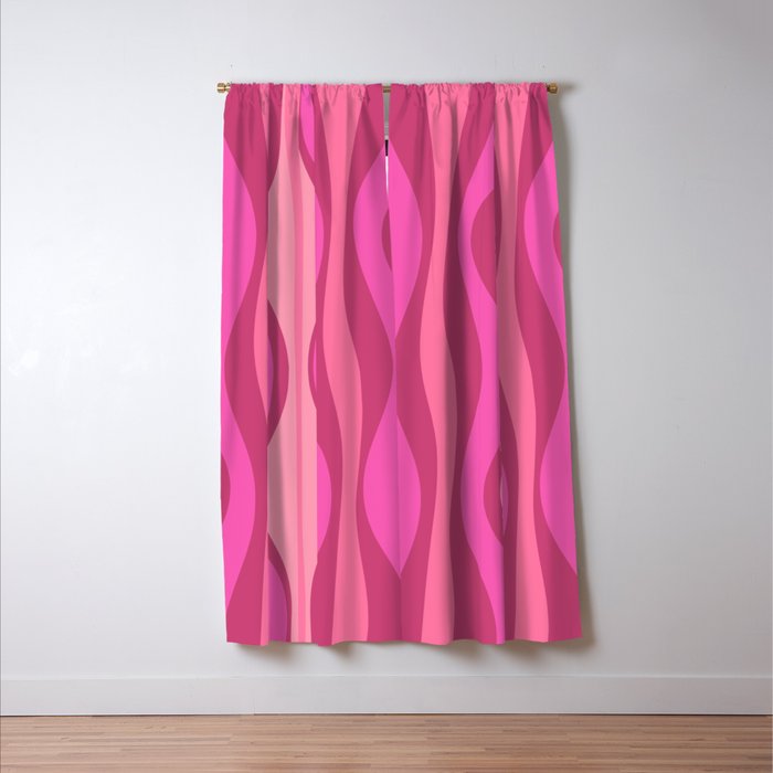 Retro Hourglass Abstract Mid-Century Modern Pattern in Bright Pink Tones Window Curtain Gallery Image 3