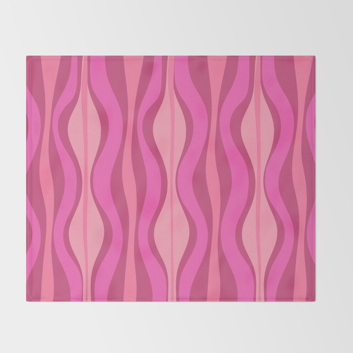 Retro Hourglass Abstract Mid-Century Modern Pattern in Bright Pink Tones Throw Blanket Gallery Image 2