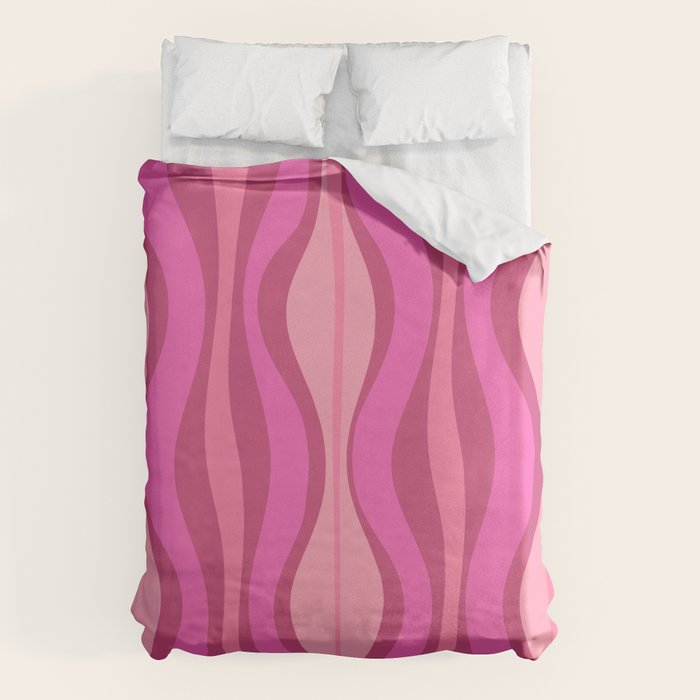 Retro Hourglass Abstract Mid-Century Modern Pattern in Bright Pink Tones Duvet Cover Gallery Image 6