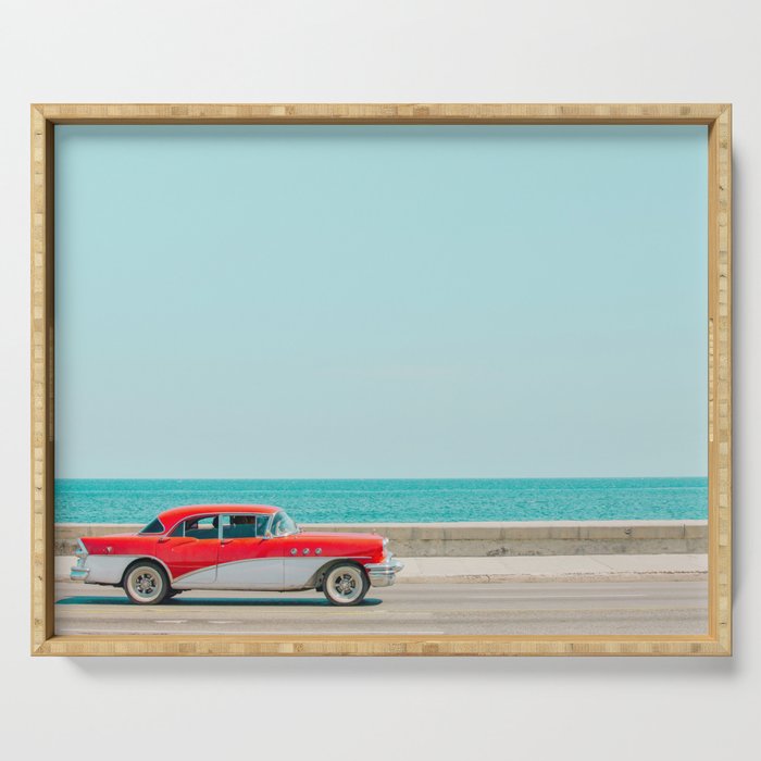 Ocean Drive - Havana Cuba Travel Photography Serving Tray Gallery Image 1