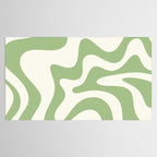 Retro Liquid Swirl Abstract Pattern Square in Light Sage Green and Cream Tablecloth Gallery Image 2