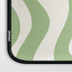 Retro Liquid Swirl Abstract Pattern Square in Light Sage Green and Cream Laptop Sleeve Gallery Image 3