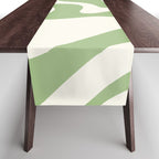 Retro Liquid Swirl Abstract Pattern Square in Light Sage Green and Cream Table Runner Gallery Image 1