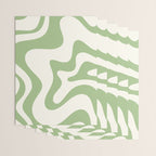 Retro Liquid Swirl Abstract Pattern Square in Light Sage Green and Cream Wrapping Paper Gallery Image 3