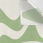 Retro Liquid Swirl Abstract Pattern Square in Light Sage Green and Cream Wall Tapestry Gallery Image 3