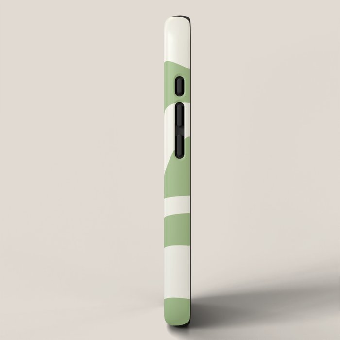 Retro Liquid Swirl Abstract Pattern Square in Light Sage Green and Cream iPhone Case Gallery Image 2