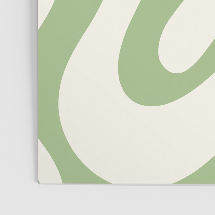 Retro Liquid Swirl Abstract Pattern Square in Light Sage Green and Cream Poster Gallery Image 3