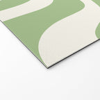 Retro Liquid Swirl Abstract Pattern Square in Light Sage Green and Cream Welcome Mat Gallery Image 2