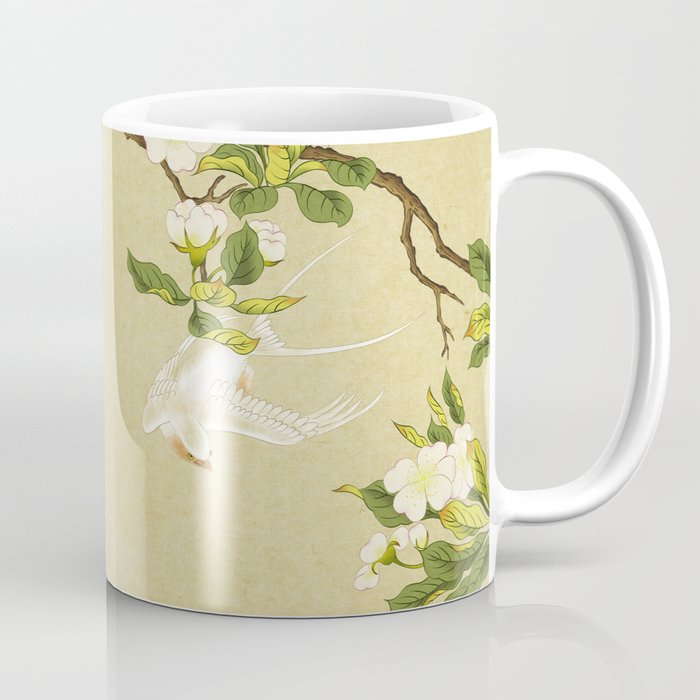 Pear blossoms and white swallow Type A: Minhwa-Korean traditional/folk art Coffee Mug Gallery Image 1