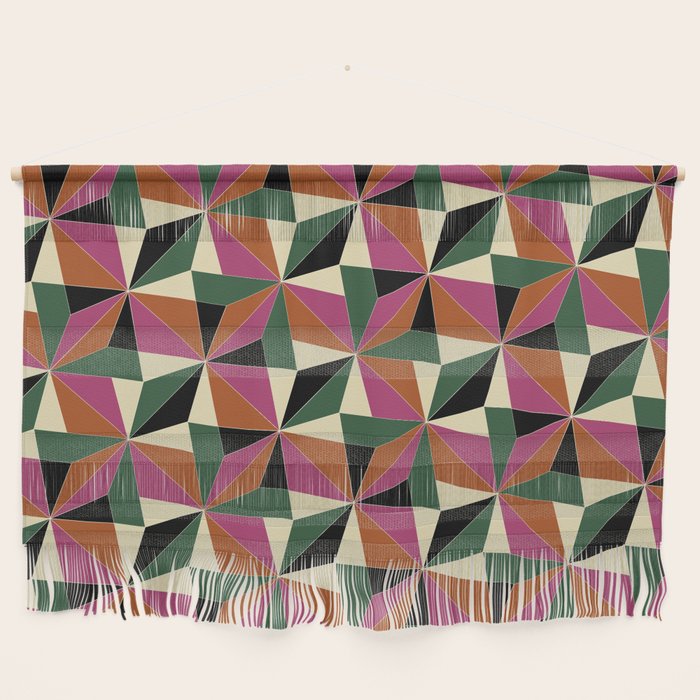 Kaleidoscope Tile Pattern XII Bold Bauhaus Colors Wall Hanging Gallery Image 1