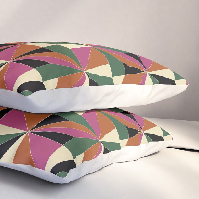 Kaleidoscope Tile Pattern XII Bold Bauhaus Colors Pillow Sham Gallery Image 3