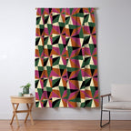 Kaleidoscope Tile Pattern XII Bold Bauhaus Colors Window Curtain Gallery Image 5