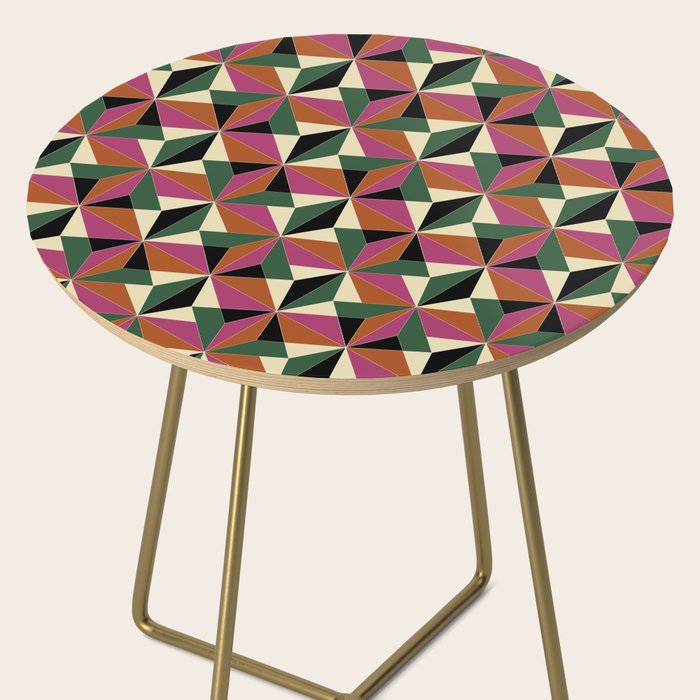 Kaleidoscope Tile Pattern XII Bold Bauhaus Colors Side Table Gallery Image 2