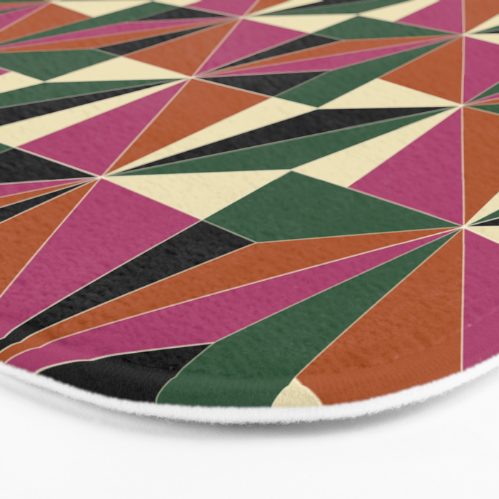 Kaleidoscope Tile Pattern XII Bold Bauhaus Colors Bath Mat Gallery Image 3