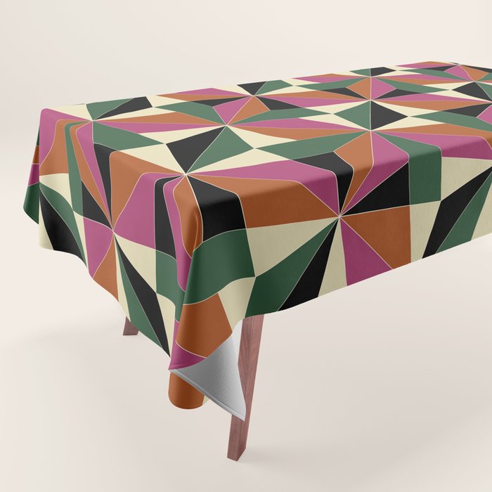 Kaleidoscope Tile Pattern XII Bold Bauhaus Colors Tablecloth Gallery Image 1