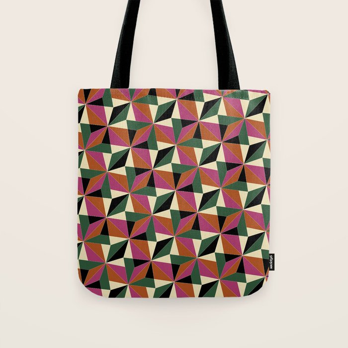 Kaleidoscope Tile Pattern XII Bold Bauhaus Colors Tote Bag Gallery Image 1