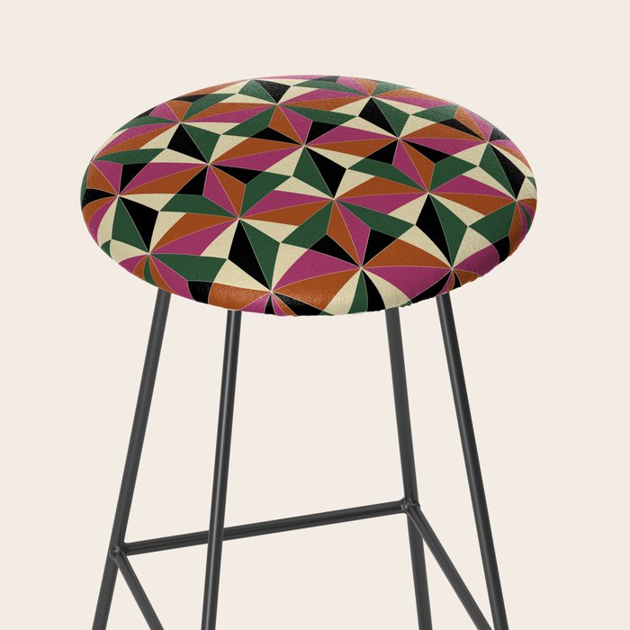 Kaleidoscope Tile Pattern XII Bold Bauhaus Colors Stool Gallery Image 2