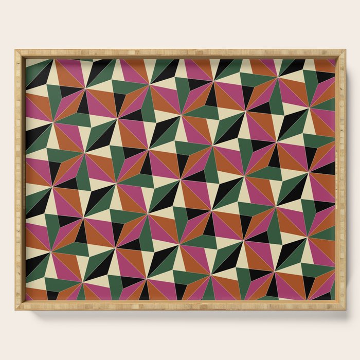 Kaleidoscope Tile Pattern XII Bold Bauhaus Colors Serving Tray Gallery Image 1