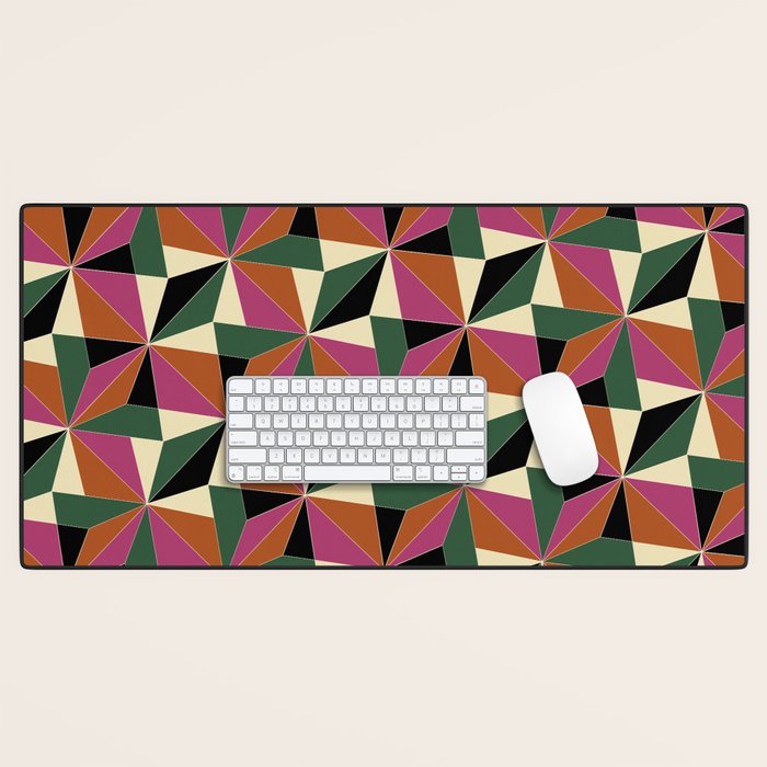 Kaleidoscope Tile Pattern XII Bold Bauhaus Colors Desk Mat Gallery Image 1