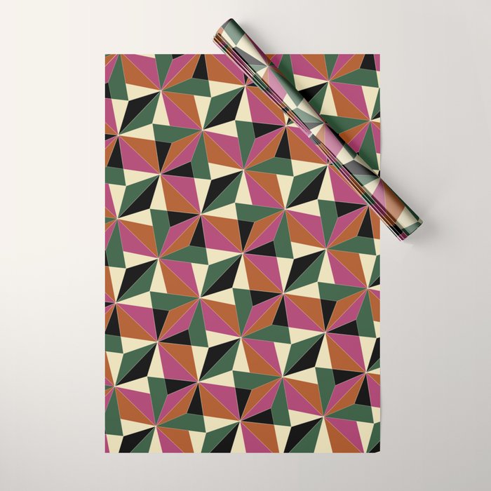 Kaleidoscope Tile Pattern XII Bold Bauhaus Colors Wrapping Paper Gallery Image 1