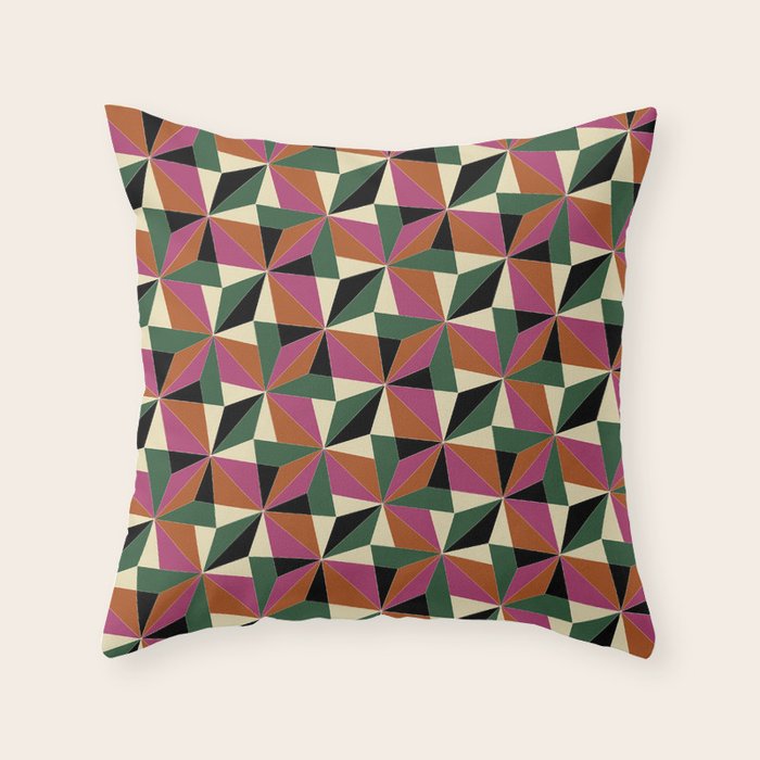 Kaleidoscope Tile Pattern XII Bold Bauhaus Colors Throw Pillow Gallery Image 6