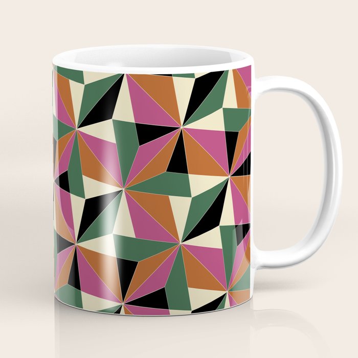 Kaleidoscope Tile Pattern XII Bold Bauhaus Colors Coffee Mug Gallery Image 1