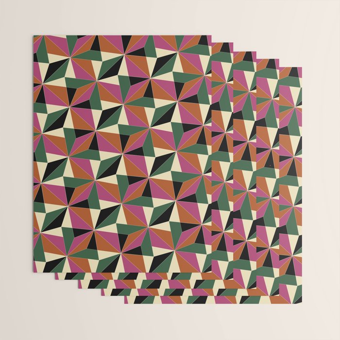 Kaleidoscope Tile Pattern XII Bold Bauhaus Colors Wrapping Paper Gallery Image 3