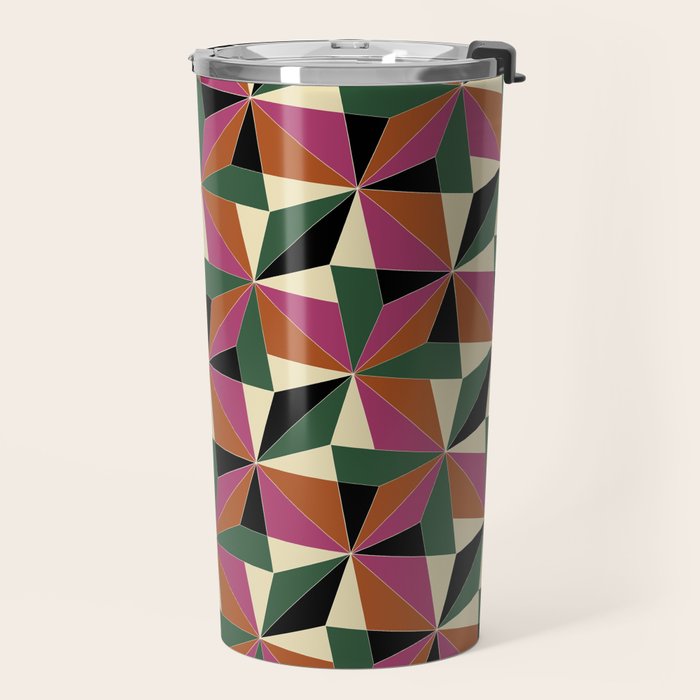 Kaleidoscope Tile Pattern XII Bold Bauhaus Colors Travel Mug Gallery Image 2