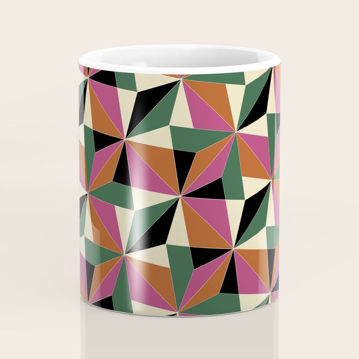 Kaleidoscope Tile Pattern XII Bold Bauhaus Colors Coffee Mug Gallery Image 4