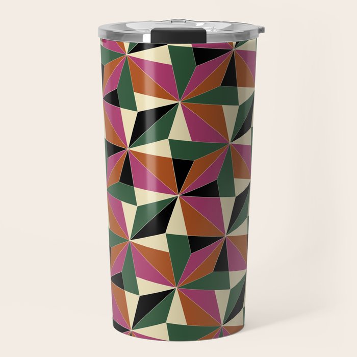 Kaleidoscope Tile Pattern XII Bold Bauhaus Colors Travel Mug Gallery Image 1