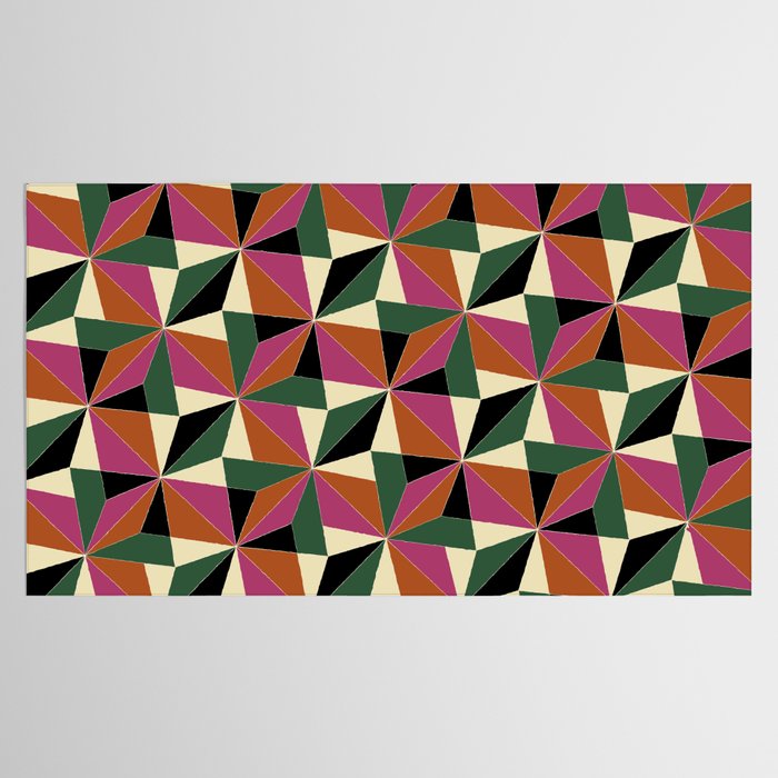 Kaleidoscope Tile Pattern XII Bold Bauhaus Colors Tablecloth Gallery Image 2