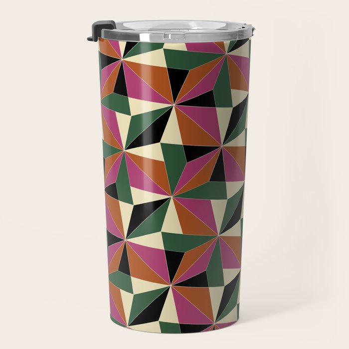 Kaleidoscope Tile Pattern XII Bold Bauhaus Colors Travel Mug Gallery Image 3