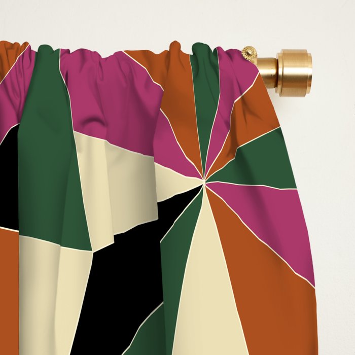 Kaleidoscope Tile Pattern XII Bold Bauhaus Colors Window Curtain Gallery Image 2