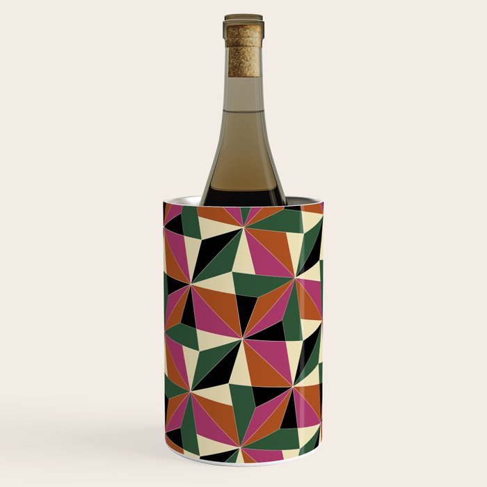 Kaleidoscope Tile Pattern XII Bold Bauhaus Colors Wine Chiller Gallery Image 1