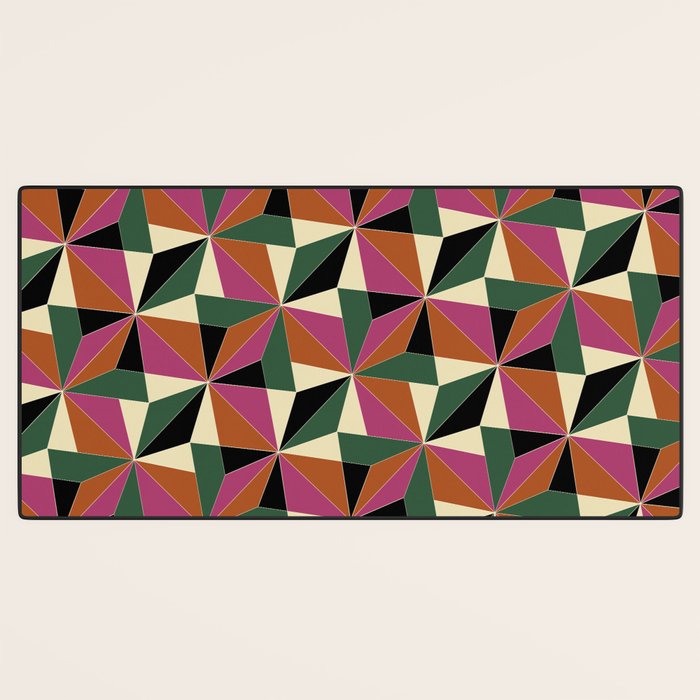 Kaleidoscope Tile Pattern XII Bold Bauhaus Colors Desk Mat Gallery Image 3