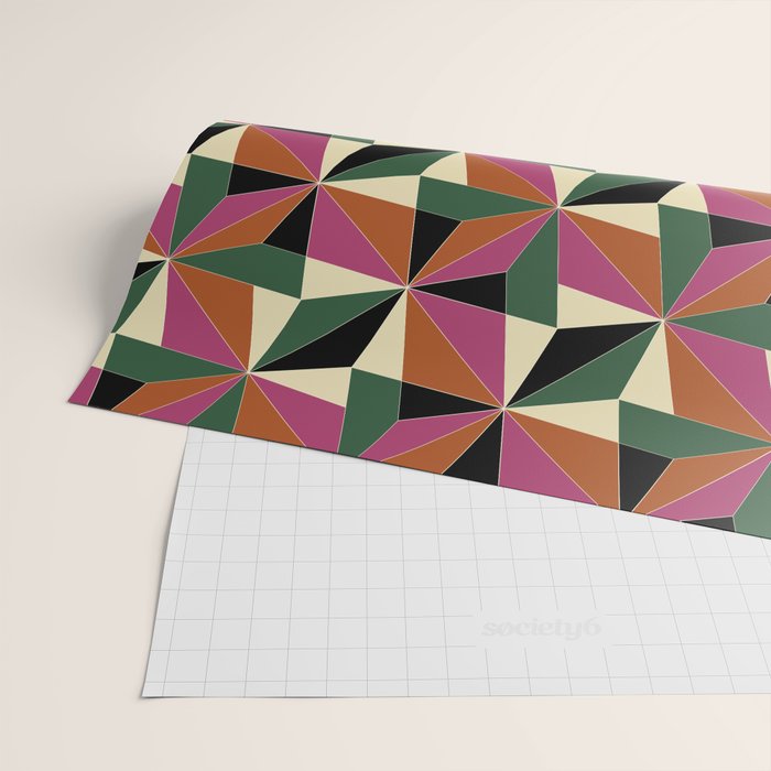 Kaleidoscope Tile Pattern XII Bold Bauhaus Colors Wrapping Paper Gallery Image 2