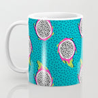 Dragonfruit retro style pattern tropical fruits vegan art print exotic throwback 80s Coffee Mug Gallery Image 3