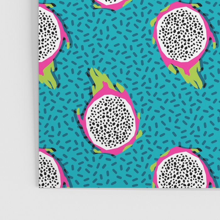 Dragonfruit retro style pattern tropical fruits vegan art print exotic throwback 80s Poster Gallery Image 3