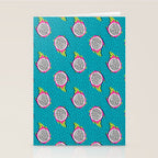 Dragonfruit retro style pattern tropical fruits vegan art print exotic throwback 80s Stationery Card Gallery Image 2